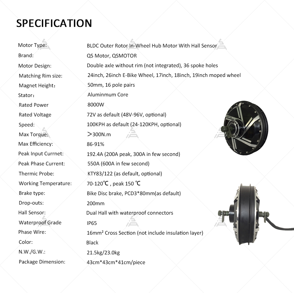 QS Motor 273 8000W V3 72V 120k - Qs Motor 273 8000W Hub Motor recension och pris