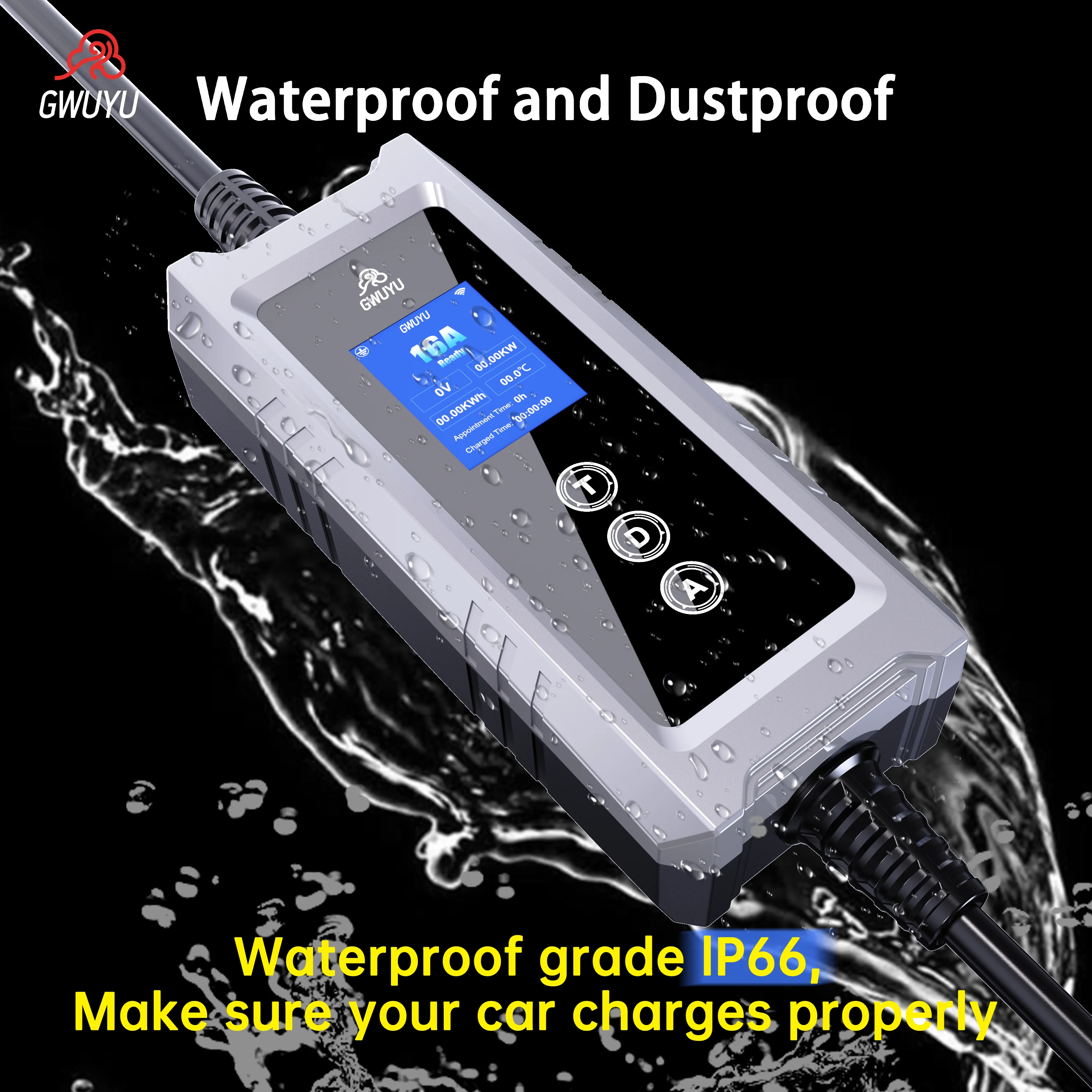 GWUYU  32A Type2 EV Chargers 3 - Type 2 Portable Ev Charger 11Kw Cee recension och pris